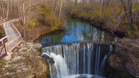 Ohio waterfall drone shot