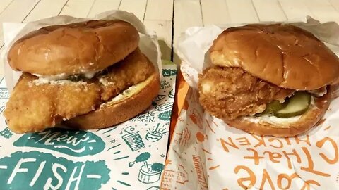 Mukbang on some Popeyes chicken sandwich and cajun flounder sandwich
