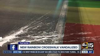 New rainbow crosswalk vandalized in Tucson