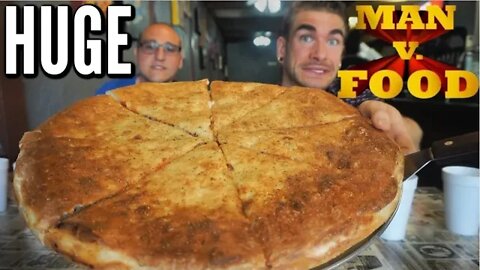 FAMOUS PIZZA CHALLENGE FROM MAN VS FOOD | BRONX BOMBER | IN CINCINATI OHIO