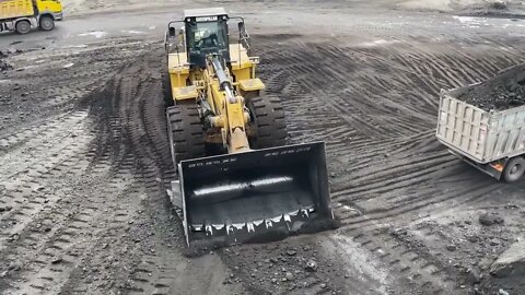 Huge Caterpillar 992G Wheel Loader Loading Coal On Trucks - Sotiriadis/Labrianidis Mining Works-7