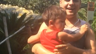 Little Boy is Terrified of a Dinosaur Statue