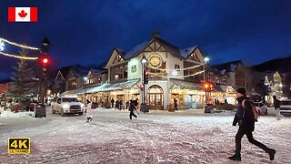 BANFF Canada Winter Night Walk in town 2024 🇨🇦 ❄️ Canada travel vlog 4K
