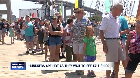 Hundreds wait in extreme heat for hours to see the Tall Ships