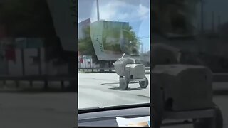 Pickup truck and Concrete mixer separate on I-95 in Miami...