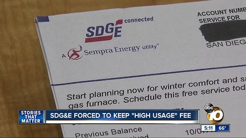 SDG&E forced to keep 'high usage' fee