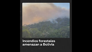 Bomberos luchan contra incendios forestales en Bolivia