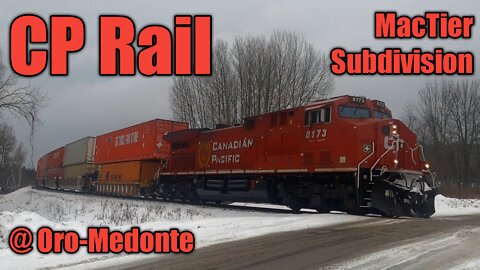 CP Rail MacTier Subdivision @ Oro-Medonte for 8173S with 8801 midway. Feb.11, 2022