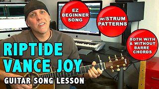 Learn Riptide by Vance Joy EZ Beginner guitar song lesson Only 4 Chords