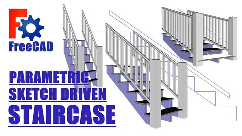 FreeCAD: Parametric sketch driven Staircase