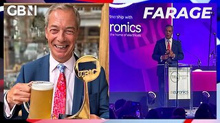 Nigel Farage tackles media industry hecklers as he picks up HUGE award