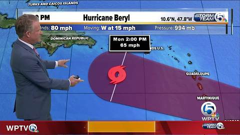 Hurricane Beryl packs 80 mph winds, TD Three forms