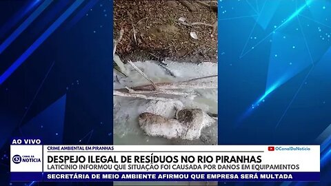 LATICÍNIO DESPEJA RESÍDUOS NÃO TRATADOS EM RIO DO MUNICÍPIO DE PIRANHAS (GO)