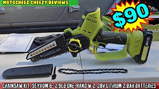 Mini Cordless Chainsaw Kit, SEYVUM 6" 2.9Lb One-Hand Chainsaw, 2, 20V lithium 2.0Ah batteries