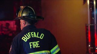 Two firefighters and two police officers hurt after three-home fire in Buffalo's west side