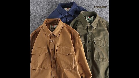 Cargo Shirt For Men Long Sleeve Premium Cotton Solid Color