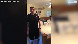 Man shows how wife disturbs his sleep every night