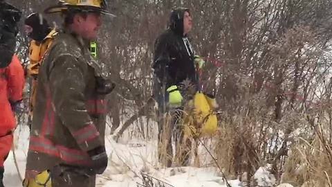 RAW VIDEO: Deer rescued in Buffalo's Botanical Gardens after becoming frozen in ice