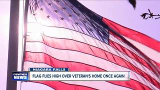 Flag flies high over veteran's home once again