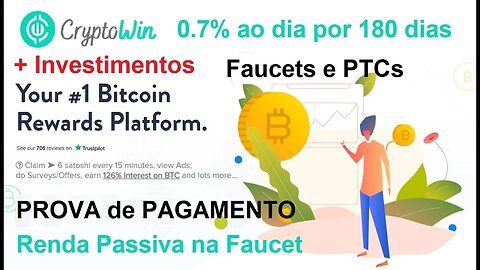 💥CryptoWin💥Saque FaucetPay + Investimento. Faucet 0.7% dia💥