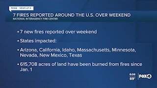 Fires reported across the U.S. over the weekend