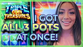 Triple Coin Treasure Slot Machine: Unbelievable Luck! Winning ALL 3 Pots!