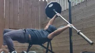 Man has accident racking barbell