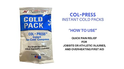 COL PRESS Instant Cold Packs - reduce pain & swelling from injuries + cooling off if overheated.