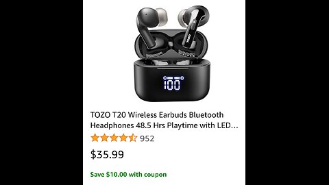 TOZO T20 Wireless Earbuds Bluetooth Headphones