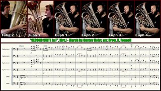 4 EUPHONIUM + 2 TUBAS = HOLST "SECOND SUITE IN F" Mvt.1 "March". AWESOME NEW ARRANGEMENT!!!