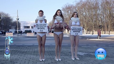 PETA activists | Young women shivering cold | Berlin Fashion Week