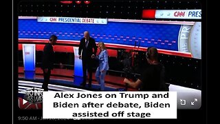 Alex Jones on Biden escorted off debate stage, while Trump simply walks