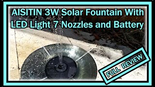 AISITIN 3.5W Solar Fountain Pump SP13D Built-in 1500mAh Battery with 6 Nozzles QICK REVIEW