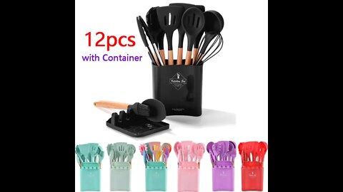 best kitchen utensil set | silicone kitchen utensil set | kitchen utensil set with holder