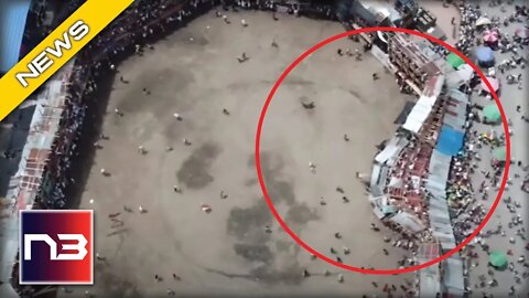 HUNDREDS Injured When Stadium Collapses Seen On Drone Video During Bullfight