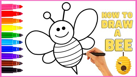 How To Draw A Beautiful Honey Bee 🐝🍯🌈🎨 Easy Step By Step | Drawing For Kids #12