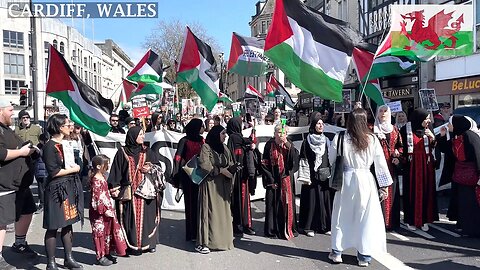 March for Palestinian Land, Castle Street, Cardiff Wales
