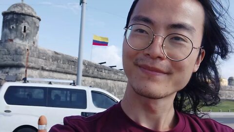 Julian Walks Along Shoreline of Cartagena, Colombia