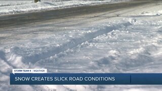 Crews work hard to clear roads after snowy conditions caused accidents, backups