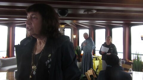 The assembled crowd sings Hail Holy Queen at the Cenacle for priests onboard ship 10 30 21