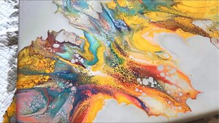 Gorgous Golden Dutch Pour | Acrylic Pouring Fluid Art