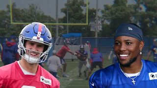 Daniel Jones Throws a TD To Saquon Barkley at Practice | New York Giants