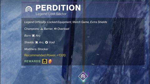Destiny 2 Legend Lost Sector: Perdition 1-13-22