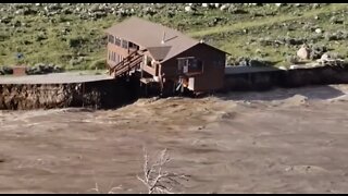 House Collapses Into Yellowstone River From Flooding