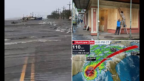 EXTREME VIDEO! Hurricane ZETA makes landfall in New Orleans, Louisiana (Oct 29, 2020)