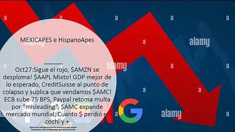 Oct27:AMZN se desploma!AAPL Mixto!GDP Bueno?$CS a punto d colapso!AMC expande,Cuanto $ perdieron y +