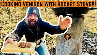 Building a WOODEN Rocket STOVE!!! (Cooking Venison With It)
