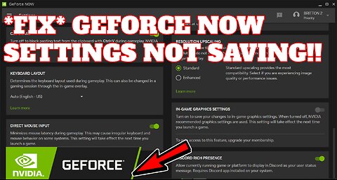 HOW TO *FIX* GEFORCE NOW SETTINGS NOT SAVING 2023