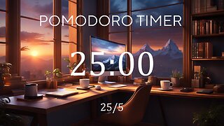 25/5 Pomodoro Timer🌄 Jazz music + Frequency for Relaxing, Studying and Working 🌄
