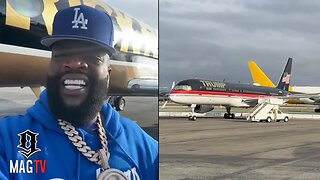 Rick Ross Pulls Up To L.A. Clearport & Parks His Private Jet Next To Donald Trumps! 🛩
